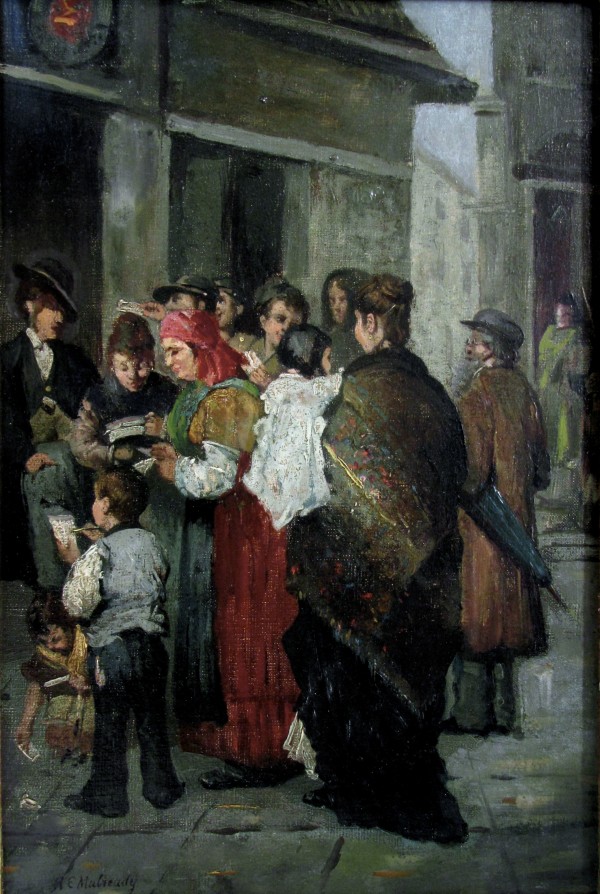 A crowded street by Augustus Edwin Mulready